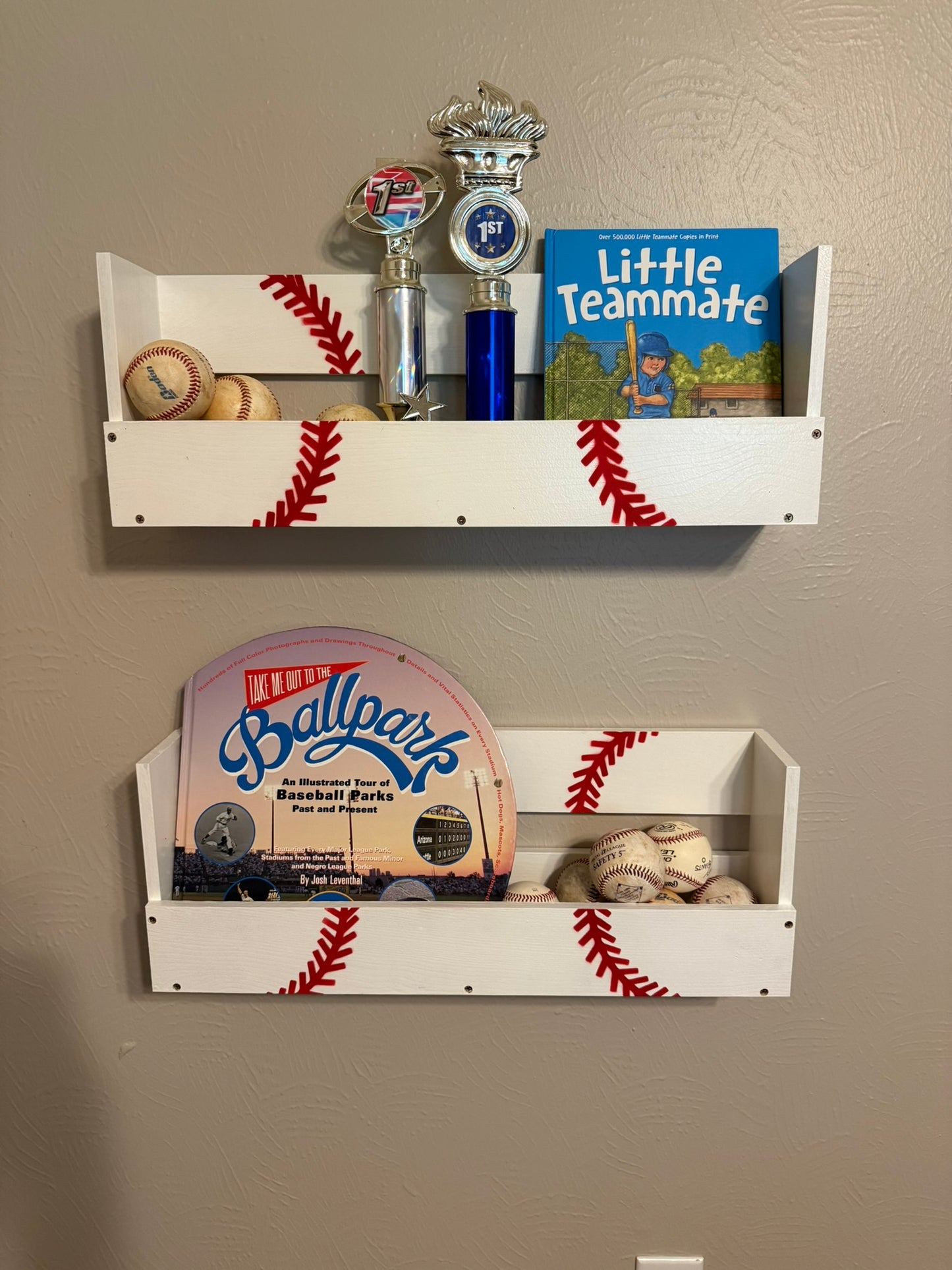 Painted Floating Shelves - Baseball