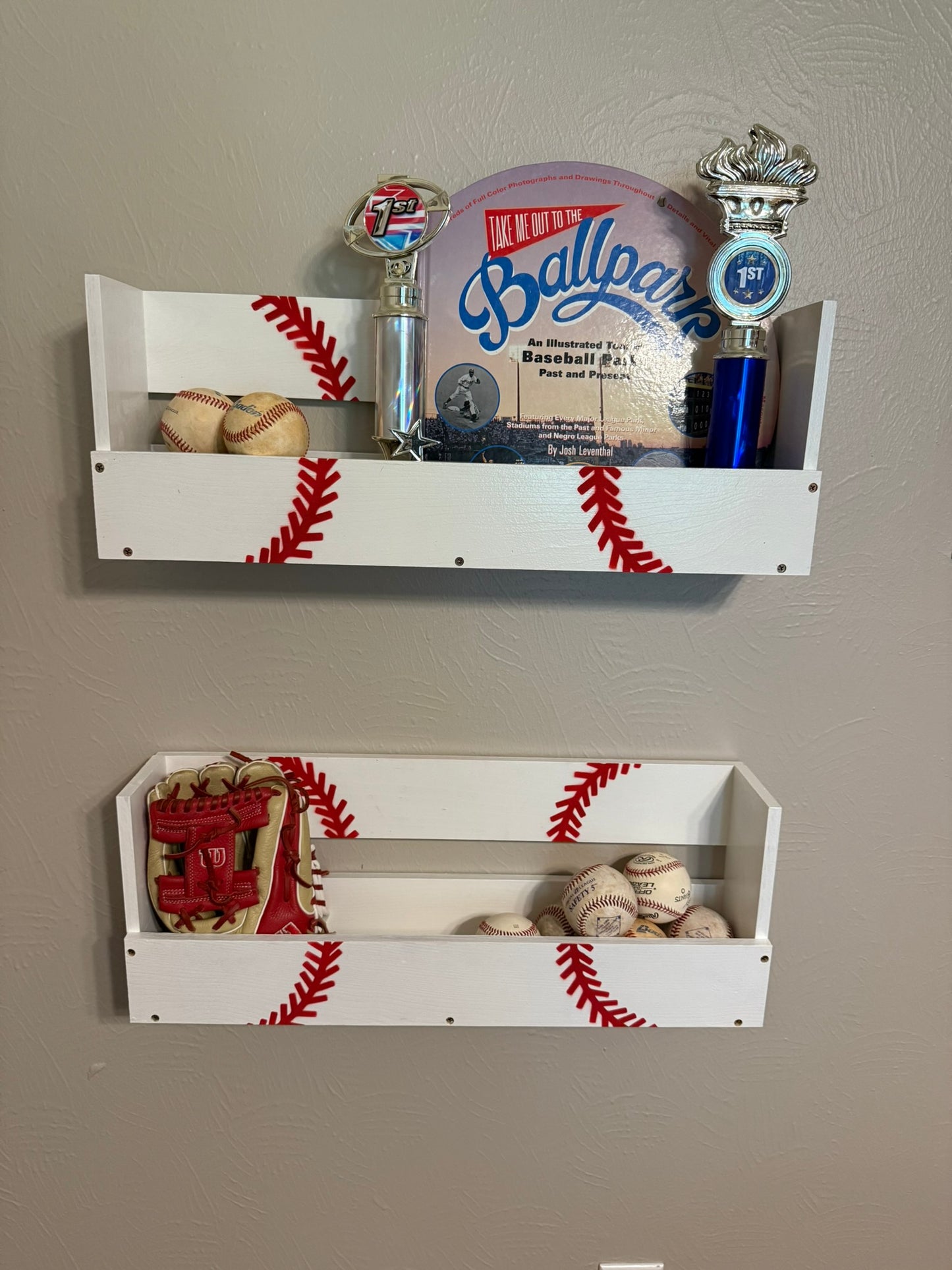 Painted Floating Shelves - Baseball