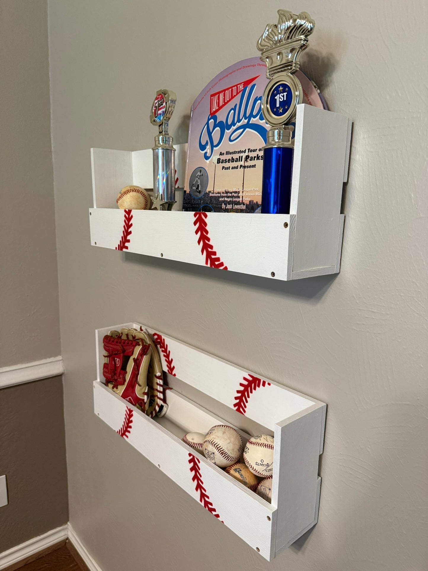 Painted Floating Shelves - Baseball